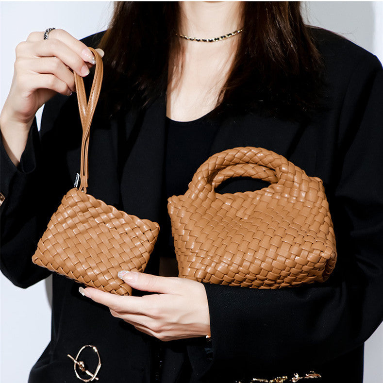 Small mini bucket bag exquisite cute high-end one-shoulder crossbody bag for women basket woven ladies hand bag