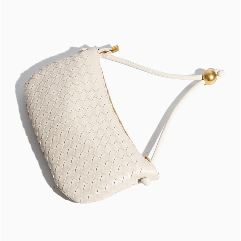 Fashion casual armpit bag ladies solid color single shoulder dumpling hobo woven bag for women