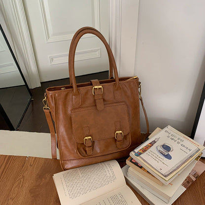 2026 new fall/ winter commuting tote bag retro high-capacity briefcase student messenger tote bag
