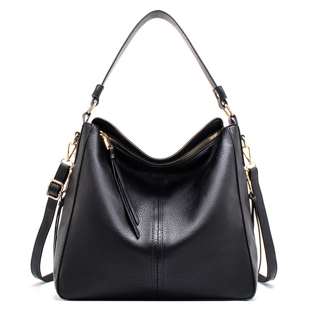 New single shoulder bag 2026 simple straddle hobo bag  oil Wax Tote handbag