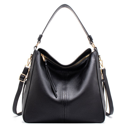 New single shoulder bag 2026 simple straddle hobo bag  oil Wax Tote handbag