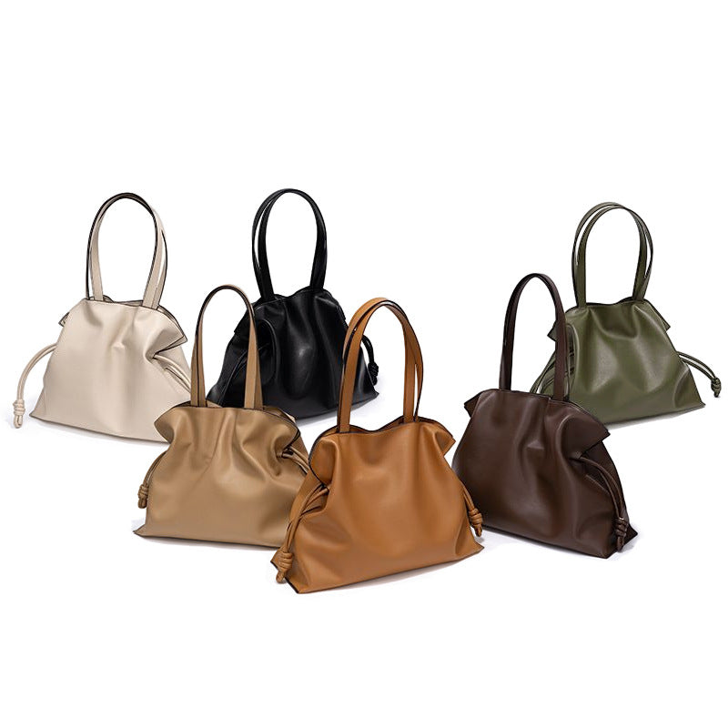 new Korean fashion leather bag wrinkled genuine leather shoulder string bag for women