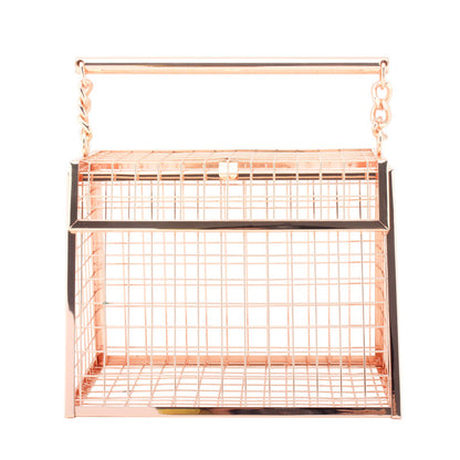 Women Evening Bags Hollow Metal Trapezoidal Gold Cages Clutch Totes Wedding Party Purse Handbag