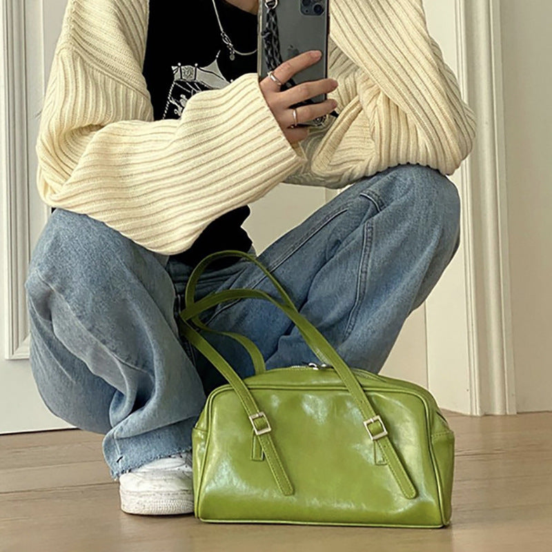 2026 Boston Bag Women Shoulder Bag Oil Wax Leather Fashion Underarm Women’s Hand Bag