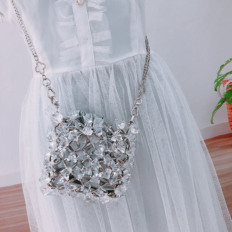 Wedding Clutch Mini Acrylic Crystal Glass Chain Bag 2026 Handmade Beaded Messenger Transparent Phone Bag