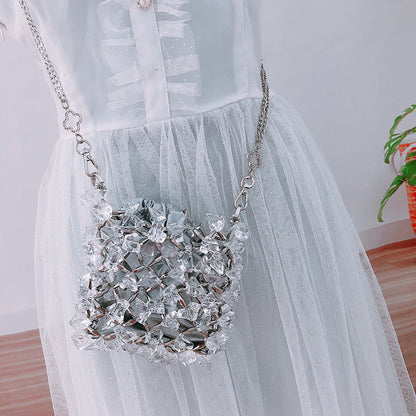 Wedding Clutch Mini Acrylic Crystal Glass Chain Bag 2026 Handmade Beaded Messenger Transparent Phone Bag