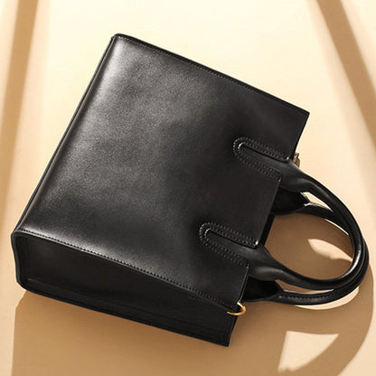 Fashion Minimalist Trendy Design Modern Big square bag Solid Zipper Frame Soft Genuine Leather