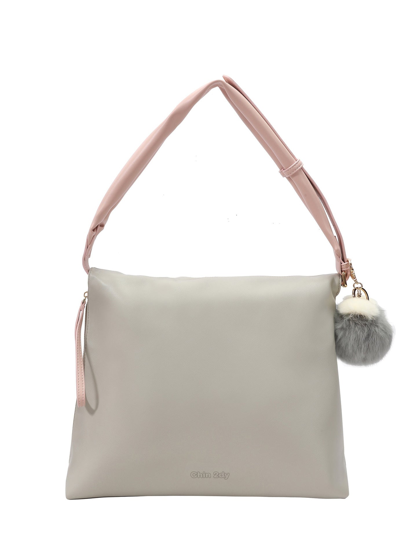 Women’s Bucket Tote Bag Zipper Closure Soft PU Leather Large Capacity Morandi Niche High Sense One Shoulder Tote Bag