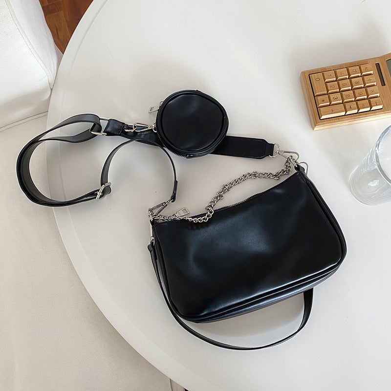 Three-in-one cross-shoulder bag fashionable cool chain cross-body bag girl’s handbag