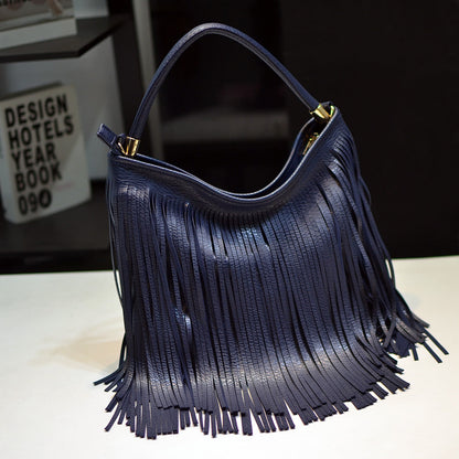 soft leather tassel bag handbag fashion woman bag shoulder cross-body handbag