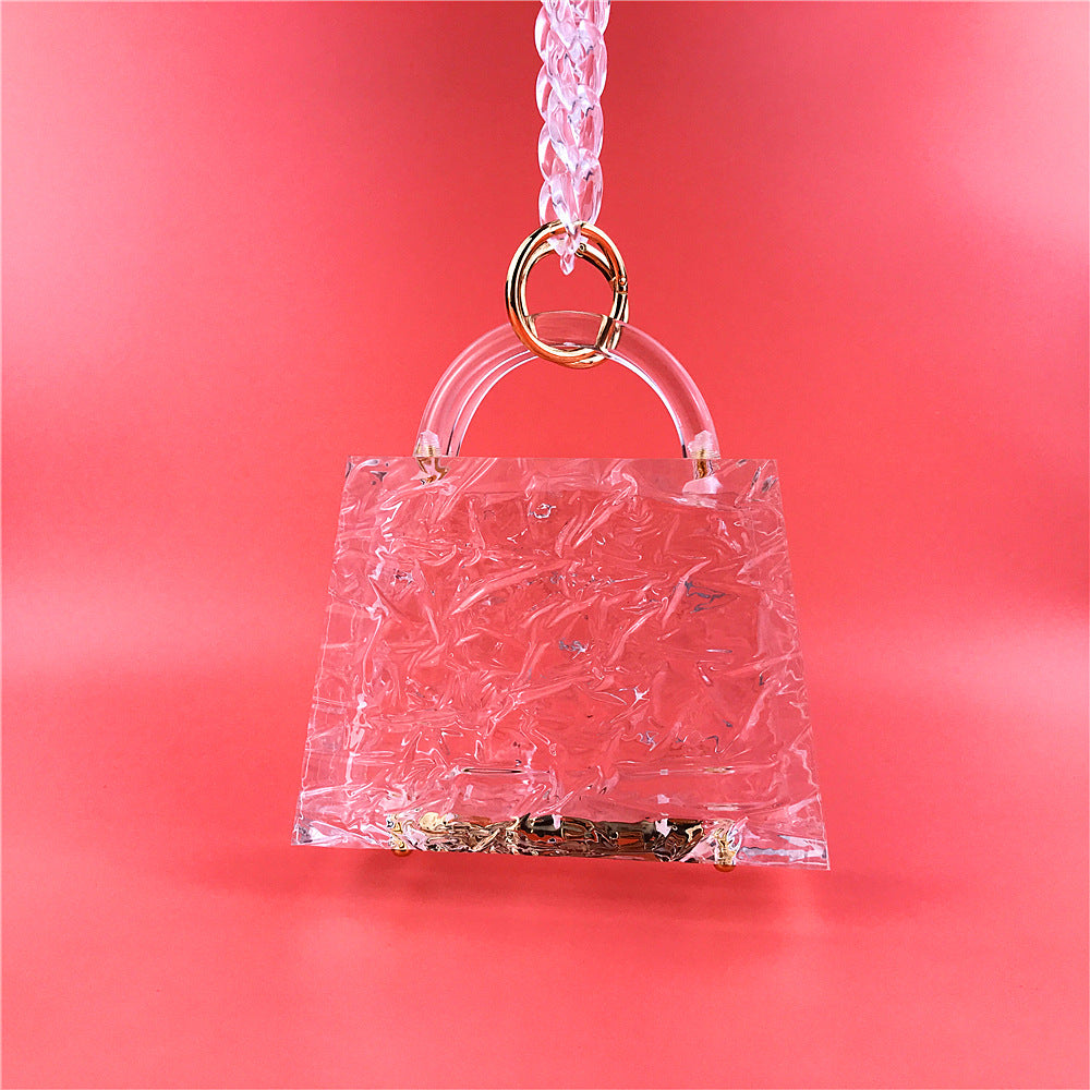 Luxury Transparent Ice Crack Women Jelly Bag Crystal Acrylic Handbag Elegant Lady Evening Bag