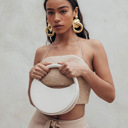 Designer Half Moon Shoulder Bags for Women Cute Small Ladies Luxury Tote Handbags Purses Zipper Summer Party Hobo