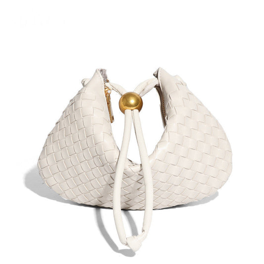 Fashion casual armpit bag ladies solid color single shoulder dumpling hobo woven bag for women