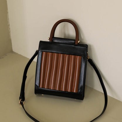New style bag pleated wooden handle handbag female small square bag portable messenger bag