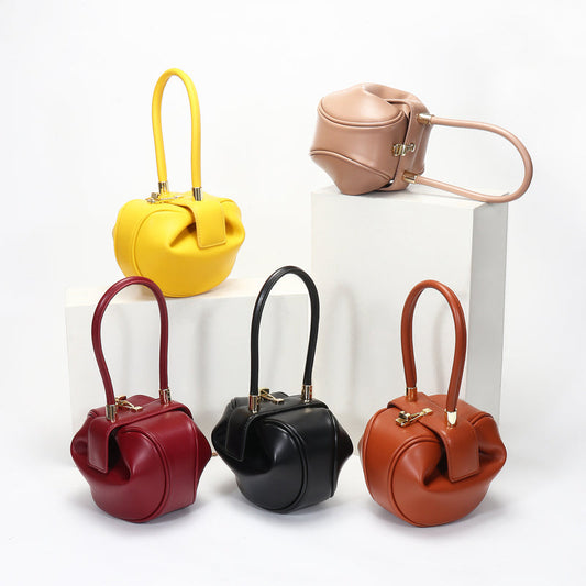 High-end genuine leather dumpling bags women fashion retro two sizes handbags