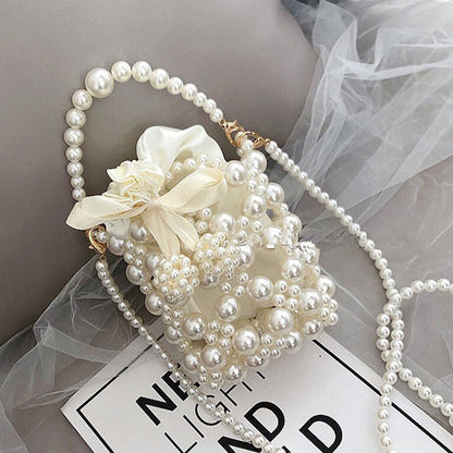Latest Womens Luxury Handmade Pearl Clutch Bag  Handbag Evening Bucket Bags Ladies