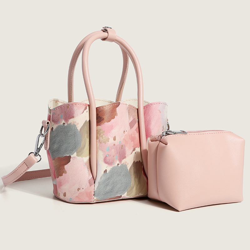 New Trendy Floral Printing Bag All-match Women Hand Bag Sets High Quality Soft PU Leather Ladies Crossbody Bag