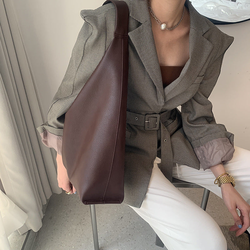 New soft pitot bag high-capacity single shoulder bag female bag minimalist style Pu leather