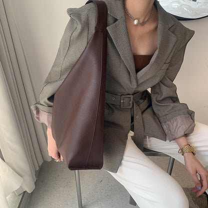 New soft pitot bag high-capacity single shoulder bag female bag minimalist style Pu leather