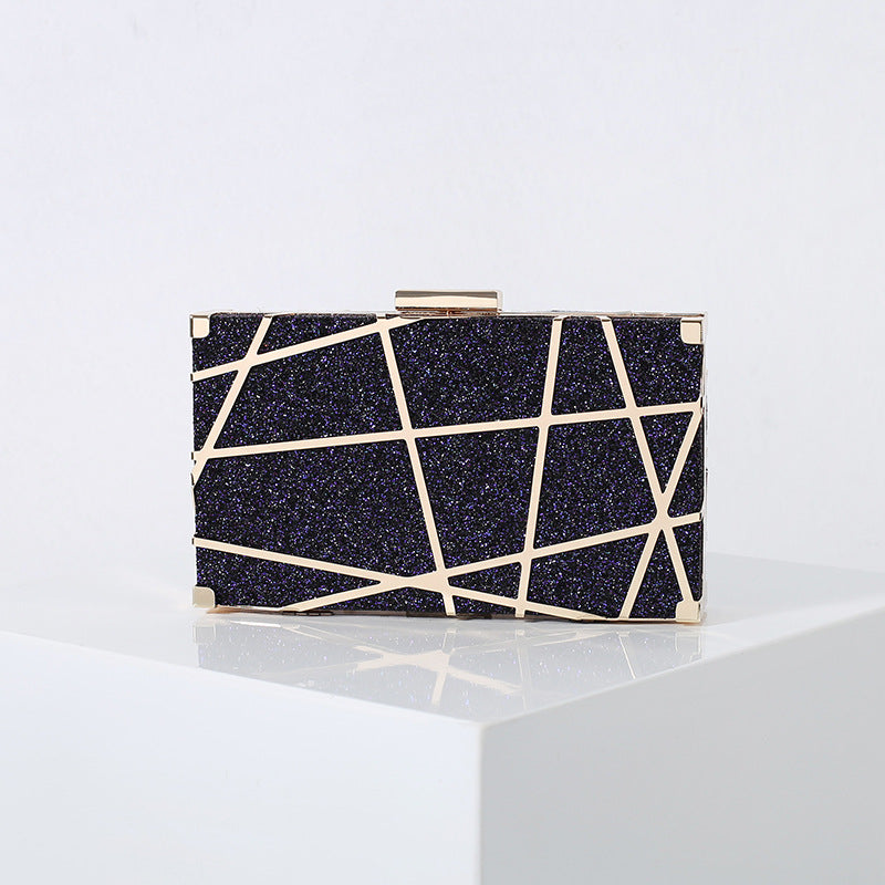 Multi-colors bling box shiny geometry evening dinner pu leather pocketbooks clutch bag