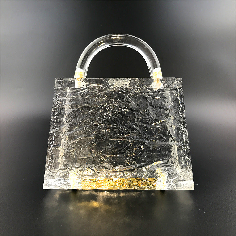 Dongguan Personalized Cracked Ice Pattern Transparent Clear Acrylic Handbag