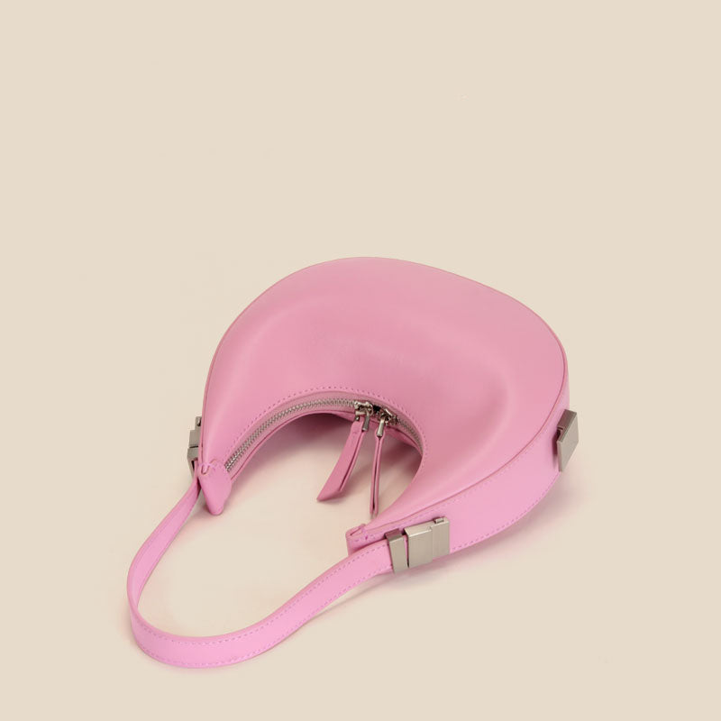 Niche mini shoulder bag new female crescent bag leather round fresh underarm bag