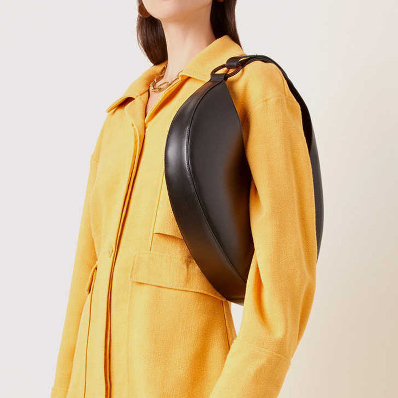 New Moon Shape PU Leather Oval Women Hand Bags