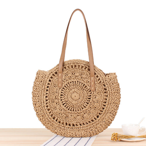 Women’s new beach woven bag Fashion casual women’s bag shoulder straw woven bag
