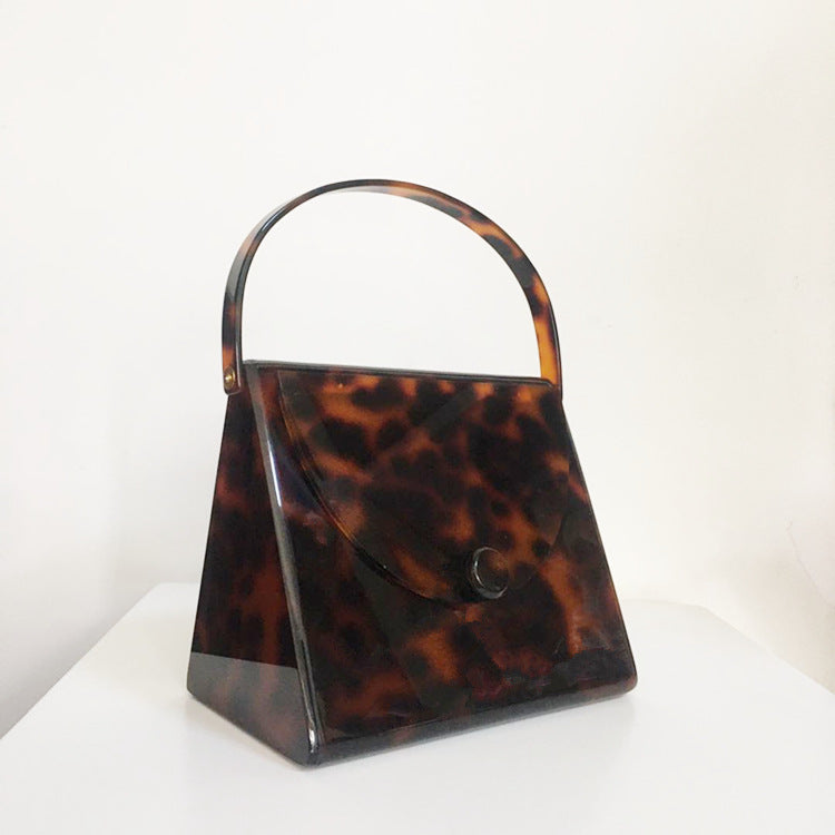 Luxury Retro Leopard Print Acrylic Bag Tortoiseshell Simple Square Evening Bag Clutch Women