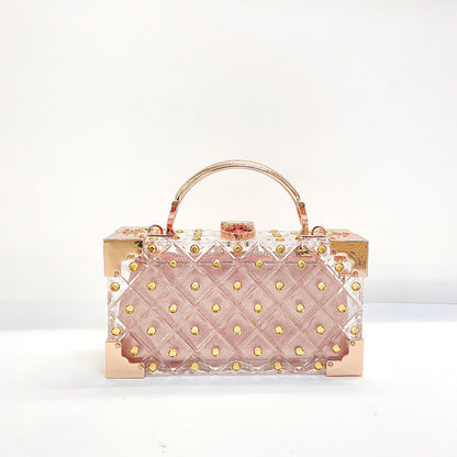 Luxury Party Prom Woman Acrylic Casual Box Clutch Purse Evening Bag 2 in 1