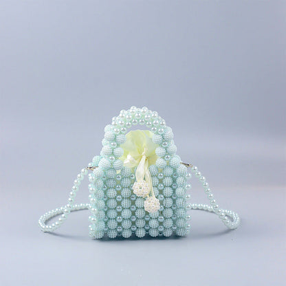 Handmade Luxury Women Pearl and Red bay Hand bag For Dinner Hand Knitting Beads Clutch For Ladies
