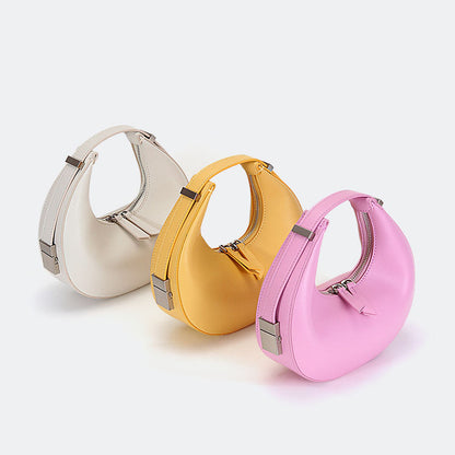 Niche mini shoulder bag new female crescent bag leather round fresh underarm bag