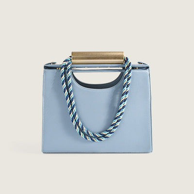 European and American style braided rope shoulder bag women’s large-capacity tote bag metal handle handbags