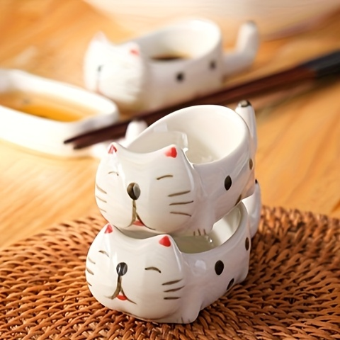 2-piece cat ceramic condiment dish set