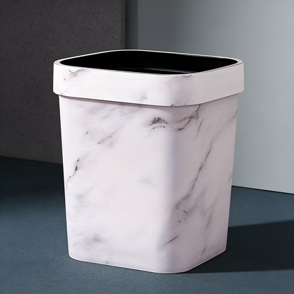 New square trash can, open design, made of durable plastic.