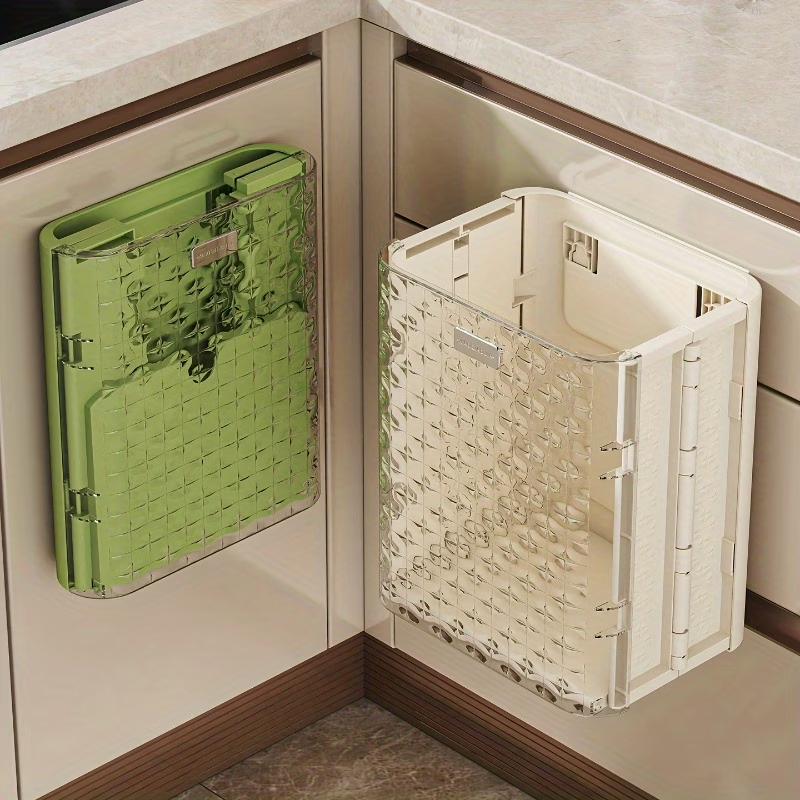 Wall-mounted modern black and white rectangular trash can with lid