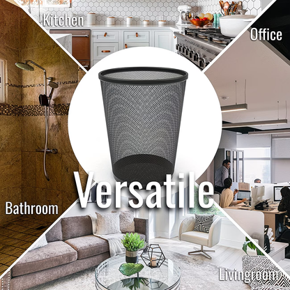 Two 4-gallon wire mesh trash cans - open and ventilated design