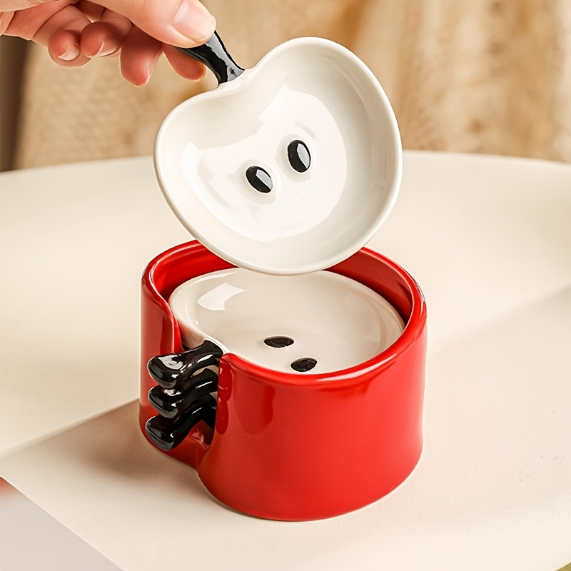 4-piece ceramic apple dish set with a favorites folder - cute round snack dishes