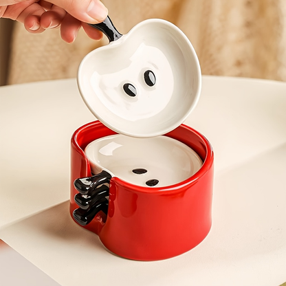 4-piece ceramic apple dish set with a favorites folder - cute round snack dishes