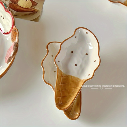 2-piece ice cream-shaped dish set, cute condiment dish