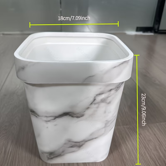 New square trash can, open design, made of durable plastic.